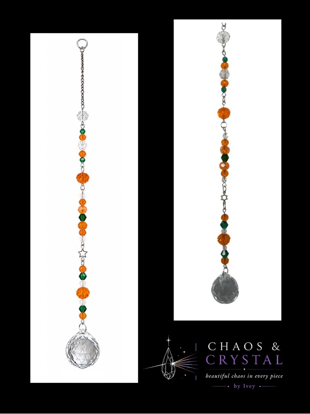 Handcrafted Sun Catcher Orange Round Drop